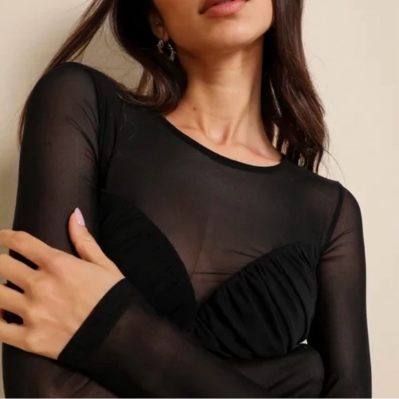 Lulu's Black Ribbed Long Sleeve Bodycon Dress - Picture 2 of 7